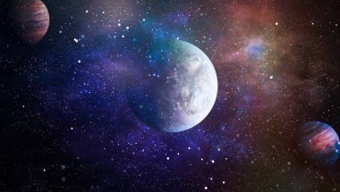 Parlak yıldız bulutsu. Uzak galaksi. Soyut resim. Nasa tarafından döşenmiş bu görüntü unsurları.