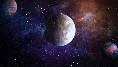 Parlak yıldız bulutsu. Uzak galaksi. Soyut resim. Nasa tarafından döşenmiş bu görüntü unsurları.