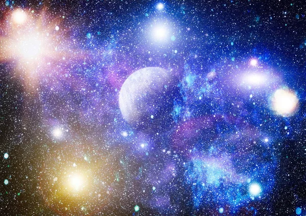 Ljusa Stjärnor Nebulosa Avlägsen Galax Abstrakt Bild Delar Denna Bild — Stockfoto