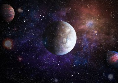 Parlak yıldız bulutsu. Uzak galaksi. Soyut resim. Nasa tarafından döşenmiş bu görüntü unsurları.