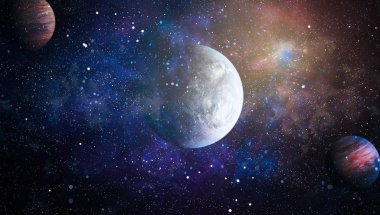 Parlak yıldız bulutsu. Uzak galaksi. Soyut resim. Nasa tarafından döşenmiş bu görüntü unsurları.