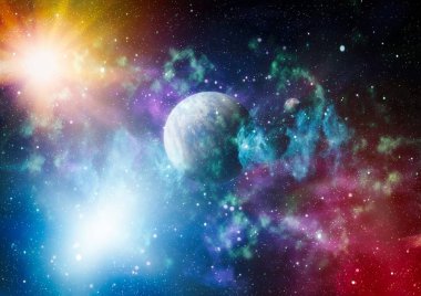 Parlak yıldız bulutsu. Uzak galaksi. Soyut resim. Nasa tarafından döşenmiş bu görüntü unsurları.