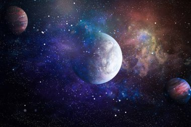 Parlak yıldız bulutsu. Uzak galaksi. Soyut resim. Nasa tarafından döşenmiş bu görüntü unsurları.