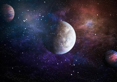 Parlak yıldız bulutsu. Uzak galaksi. Soyut resim. Nasa tarafından döşenmiş bu görüntü unsurları.