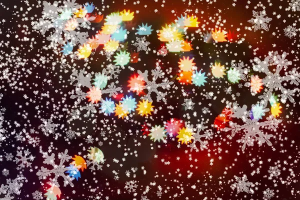 Scintillanti Lampadine Brillanti Luci Sfondo Sfocatura Natale Decorazioni Carta Parati — Foto Stock