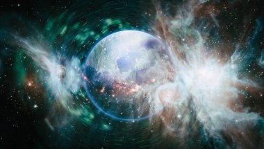 Uzaydaki gezegenler, yıldızlar ve galaksiler uzay keşiflerinin güzelliğini gösteriyor. NASA tarafından döşenmiş elementler