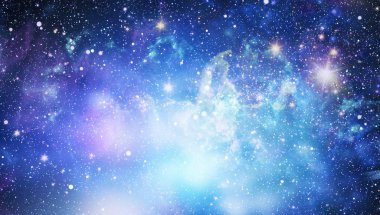 Gezegen ve galaksinin yıldızları serbest uzayda. Bu görüntünün elementleri NASA tarafından desteklenmektedir .