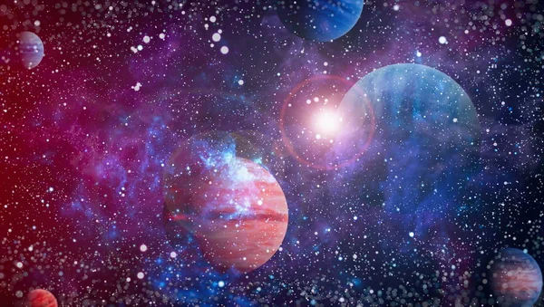 Sterne Eines Planeten Und Einer Galaxie Einem Freien Raum Elemente — Stockfoto