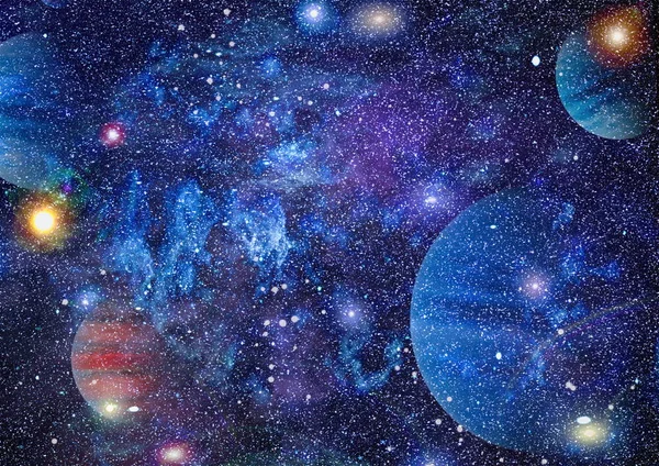 自由空間にある惑星と銀河の星 Nasaによって提供されたこの画像の要素 — ストック写真