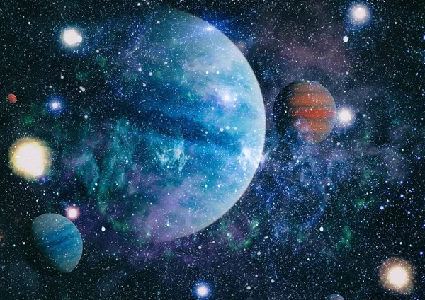 Αστέρια Ενός Πλανήτη Και Ενός Γαλαξία Έναν Ελεύθερο Χώρο Στοιχεία — Φωτογραφία Αρχείου