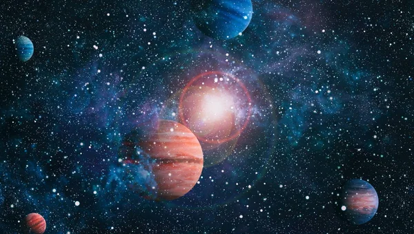 Sterne Eines Planeten Und Einer Galaxie Einem Freien Raum Elemente — Stockfoto