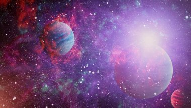 Nebula ve galaksiler uzayda. Bu görüntünün elementleri NASA tarafından desteklenmektedir.