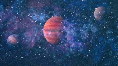 Nebula ve galaksiler uzayda. Bu görüntünün elementleri NASA tarafından desteklenmektedir.