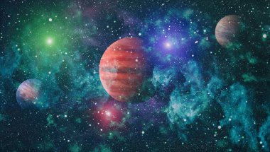 Nebula ve galaksiler uzayda. Bu görüntünün elementleri NASA tarafından desteklenmektedir.