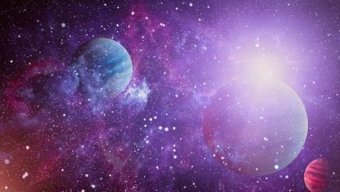 Nebula ve galaksiler uzayda. Bu görüntünün elementleri NASA tarafından desteklenmektedir.