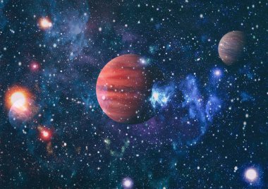 Nebula ve galaksiler uzayda. Bu görüntünün elementleri NASA tarafından desteklenmektedir.