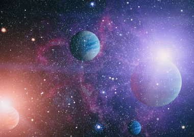 Nebula ve galaksiler uzayda. Bu görüntünün elementleri NASA tarafından desteklenmektedir.