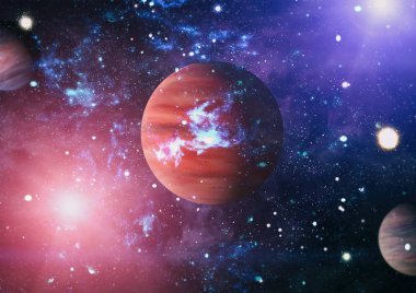 Nebula ve galaksiler uzayda. Bu görüntünün elementleri NASA tarafından desteklenmektedir.