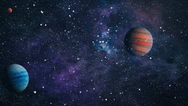 Nebula ve galaksiler uzayda. Bu görüntünün elementleri NASA tarafından desteklenmektedir.