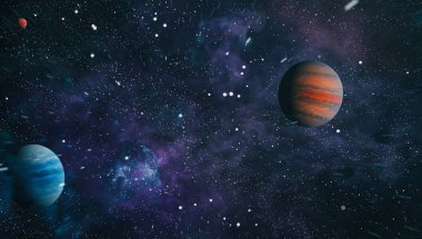 Nebula ve galaksiler uzayda. Bu görüntünün elementleri NASA tarafından desteklenmektedir.
