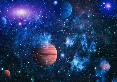 Nebula ve galaksiler uzayda. Bu görüntünün elementleri NASA tarafından desteklenmektedir.