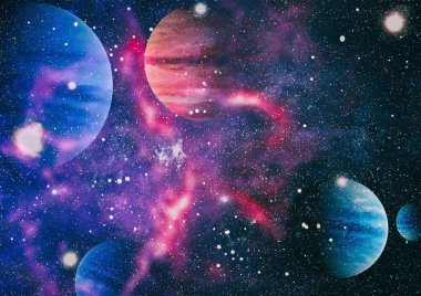 Nebula ve galaksiler uzayda. Bu görüntünün elementleri NASA tarafından desteklenmektedir.