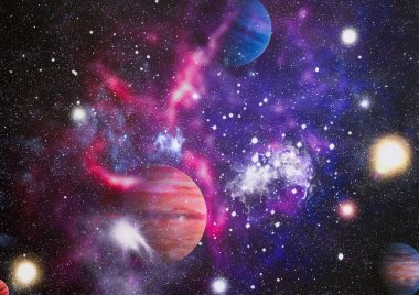 Nebula ve galaksiler uzayda. Bu görüntünün elementleri NASA tarafından desteklenmektedir.