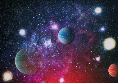 Nebula ve galaksiler uzayda. Bu görüntünün elementleri NASA tarafından desteklenmektedir.