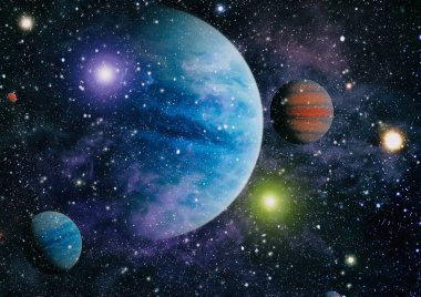 Nebula ve galaksiler uzayda. Bu görüntünün elementleri NASA tarafından desteklenmektedir.