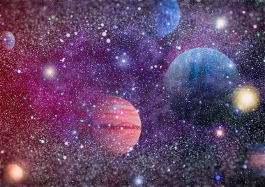 Nebula ve galaksiler uzayda. Bu görüntünün elementleri NASA tarafından desteklenmektedir.