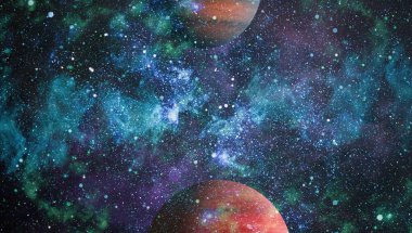 Nebula ve galaksiler uzayda. Bu görüntünün elementleri NASA tarafından desteklenmektedir.