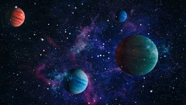 Nebula ve galaksiler uzayda. Bu görüntünün elementleri NASA tarafından desteklenmektedir.