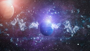 Nebula ve galaksiler uzayda. Bu görüntünün elementleri NASA tarafından desteklenmektedir.