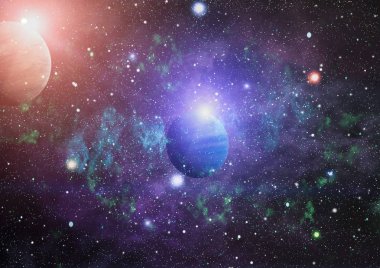Nebula ve galaksiler uzayda. Bu görüntünün elementleri NASA tarafından desteklenmektedir.