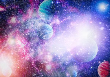 Nebula ve galaksiler uzayda. Bu görüntünün elementleri NASA tarafından desteklenmektedir.