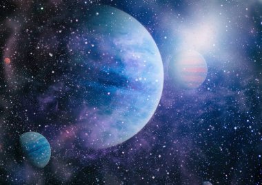 Nebula ve galaksiler uzayda. Bu görüntünün elementleri NASA tarafından desteklenmektedir.