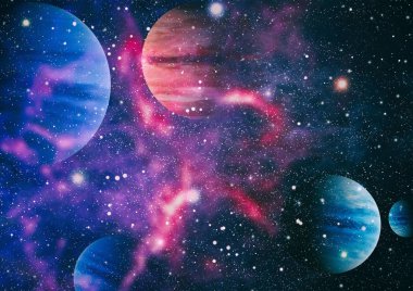 Nebula ve galaksiler uzayda. Bu görüntünün elementleri NASA tarafından desteklenmektedir.