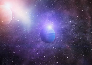 Nebula ve galaksiler uzayda. Bu görüntünün elementleri NASA tarafından desteklenmektedir.