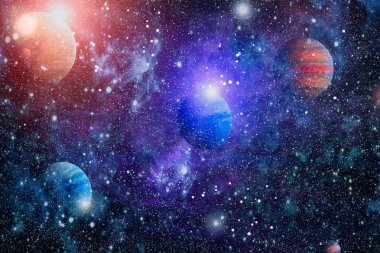 Nebula ve galaksiler uzayda. Bu görüntünün elementleri NASA tarafından desteklenmektedir.