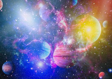 Nebula ve galaksiler uzayda. Bu görüntünün elementleri NASA tarafından desteklenmektedir.