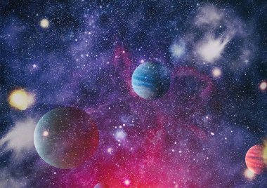Nebula ve galaksiler uzayda. Bu görüntünün elementleri NASA tarafından desteklenmektedir.