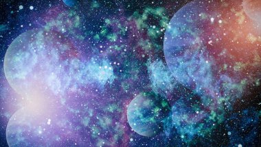 Nebula ve galaksiler uzayda. Bu görüntünün elementleri NASA tarafından desteklenmektedir.
