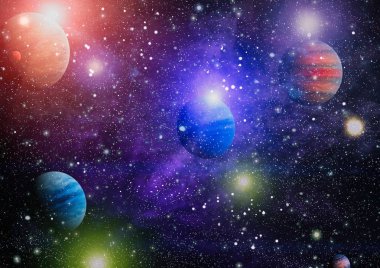 Nebula ve galaksiler uzayda. Bu görüntünün elementleri NASA tarafından desteklenmektedir.
