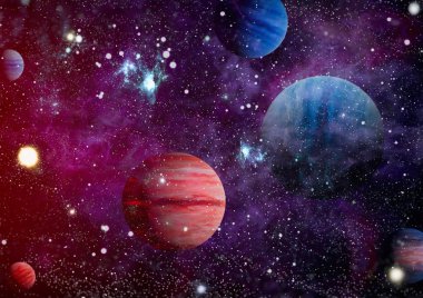 Nebula ve galaksiler uzayda. Bu görüntünün elementleri NASA tarafından desteklenmektedir.