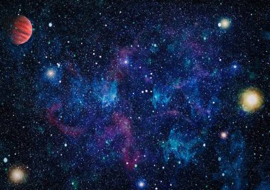 Nebula ve galaksiler uzayda. Bu görüntünün elementleri NASA tarafından desteklenmektedir.