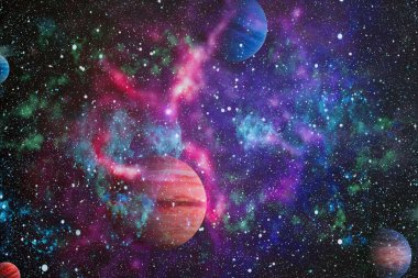 Nebula ve galaksiler uzayda. Bu görüntünün elementleri NASA tarafından desteklenmektedir.