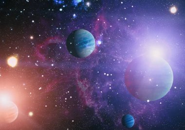 Nebula ve galaksiler uzayda. Bu görüntünün elementleri NASA tarafından desteklenmektedir.