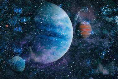 Nebula ve galaksiler uzayda. Bu görüntünün elementleri NASA tarafından desteklenmektedir.