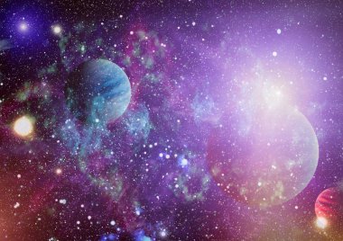Nebula ve galaksiler uzayda. Bu görüntünün elementleri NASA tarafından desteklenmektedir.