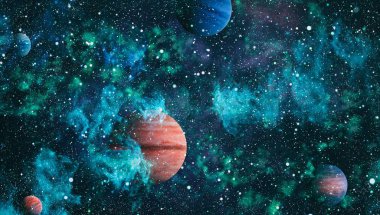 Nebula ve galaksiler uzayda. Bu görüntünün elementleri NASA tarafından desteklenmektedir.